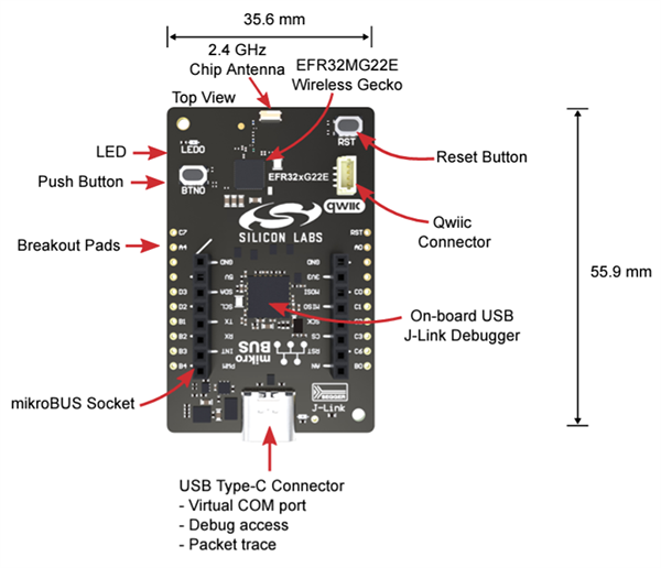 Mechanical Drawing - Silicon Labs EFR32xG22E Energy Harvesting Explorer Kit